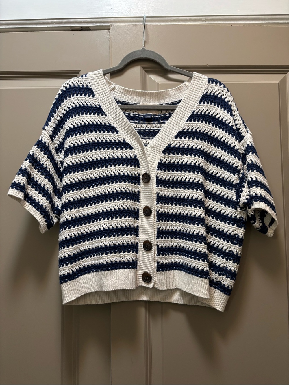Striped Navy and White Knit Sweater